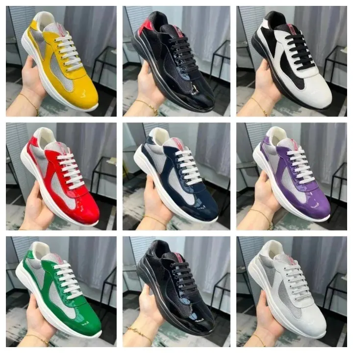 Prada Patent Leather Mesh Sneakers in Bright Colorways