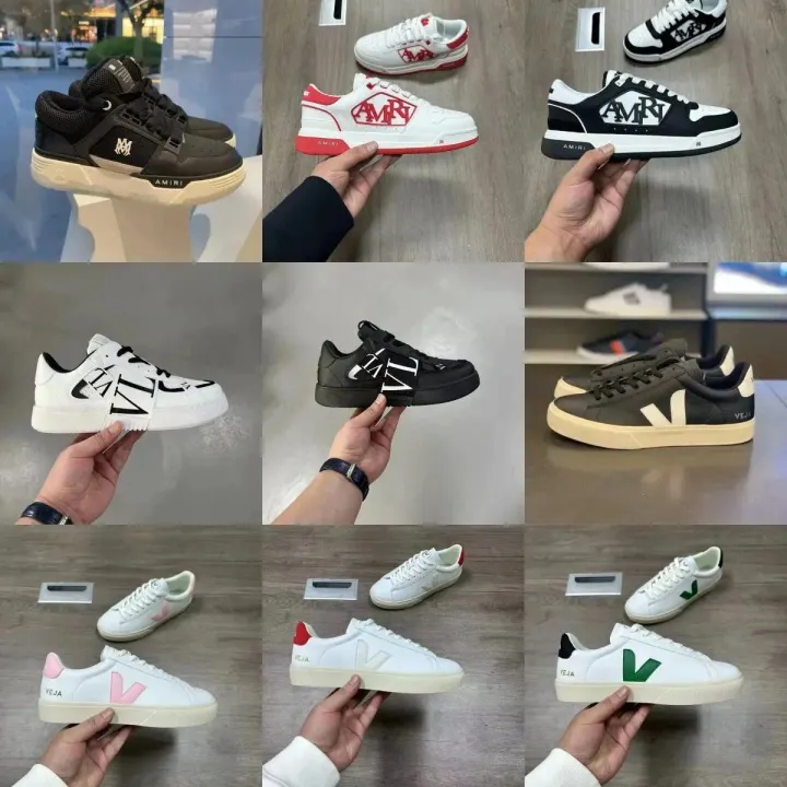 AMIRI Black and Cream Logo Panel Sneakers