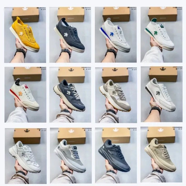 Descente Retro Casual Sneakers in Yellow and Neutral Colorways