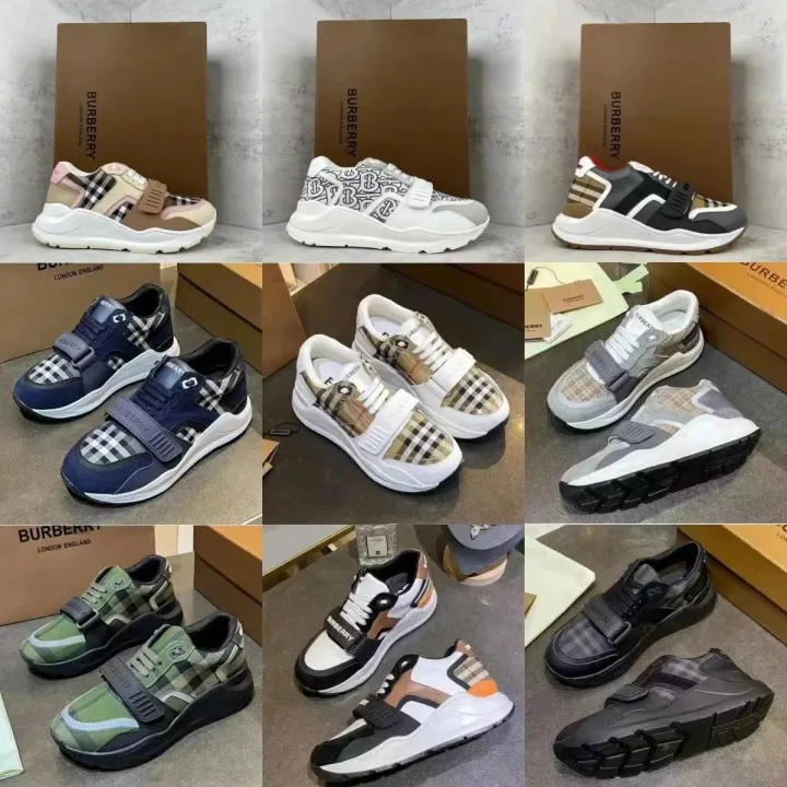 Burberry Plaid-Panel Athletic Sneakers in Mixed Colorways