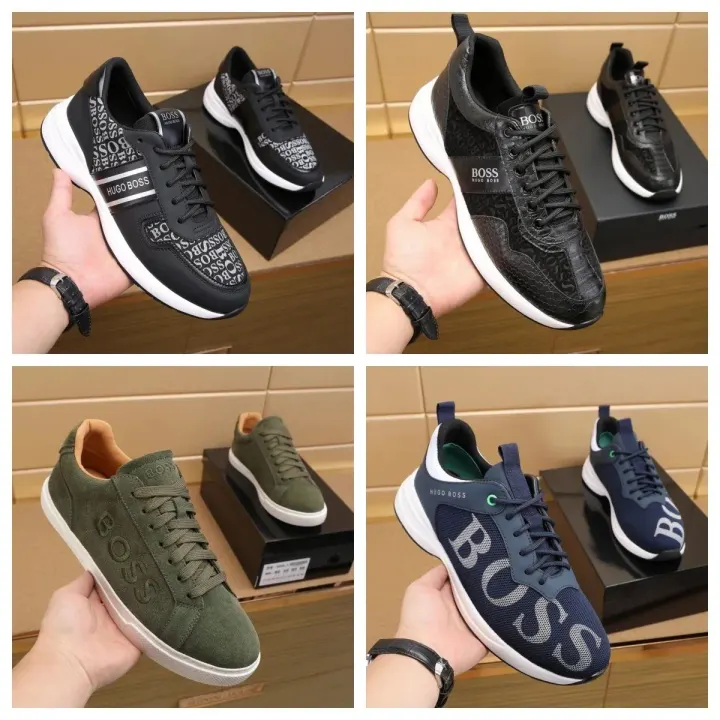 Hugo Boss Graphic Panel Sneakers in Black, Navy & Olive