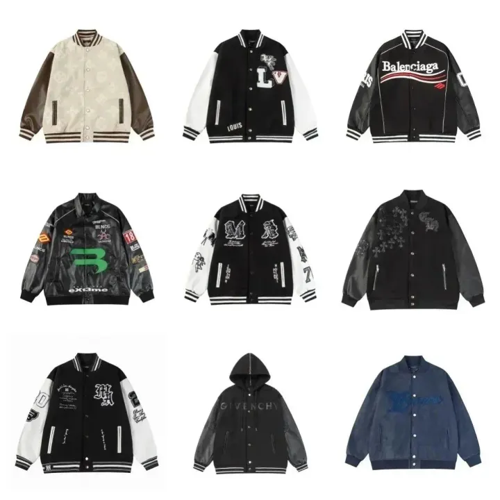 Kurtka varsity Louis Vuitton z czarno-białymi naszywkami z logo