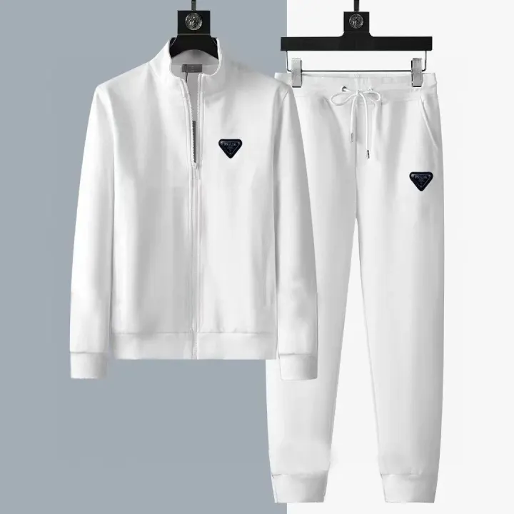 Prada White Zip-Up Jacket with Triangle Logo