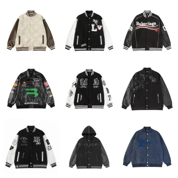 Louis Vuitton Black Varsity Jacket with LV Logo Patches