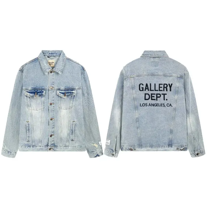 Gallery Dept. Light Wash Denim Jacket with Back Logo Print