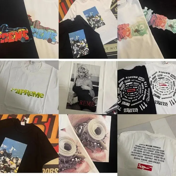 Supreme Graphic Print T-Shirt Collection in Black and White