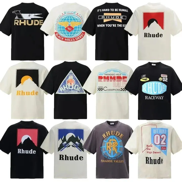 Rhude Vintage Washed Graphic T-Shirt in Black & Cream
