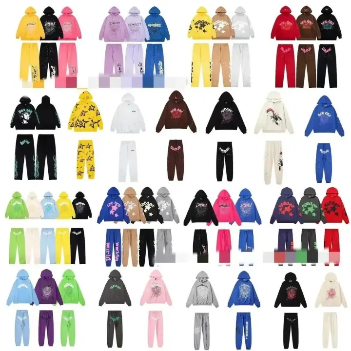 Sp5der Black Graphic Hoodie and Sweatpants Matching Set