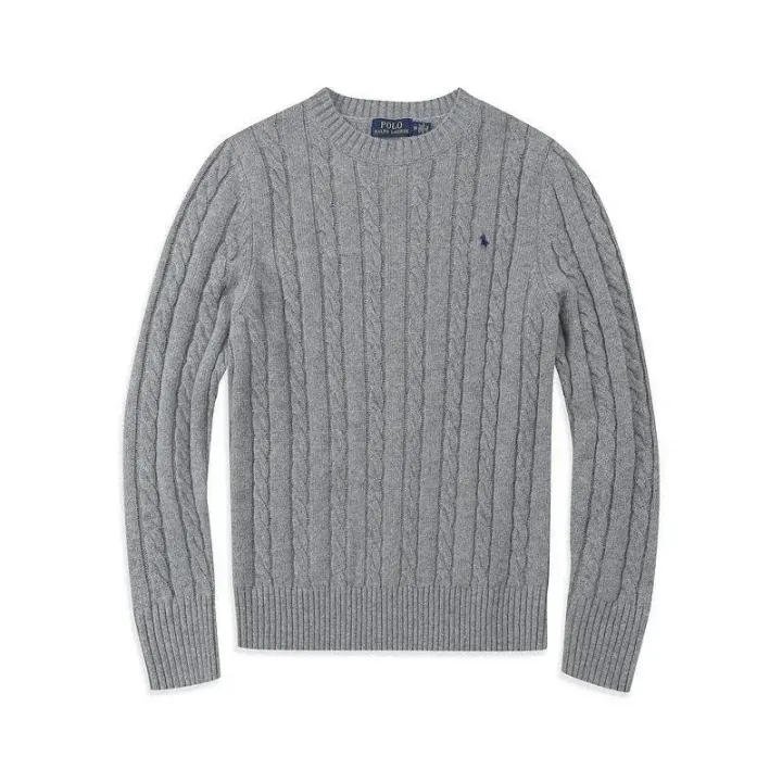Ralph Lauren Heather Gray Cable-Knit Crewneck Sweater