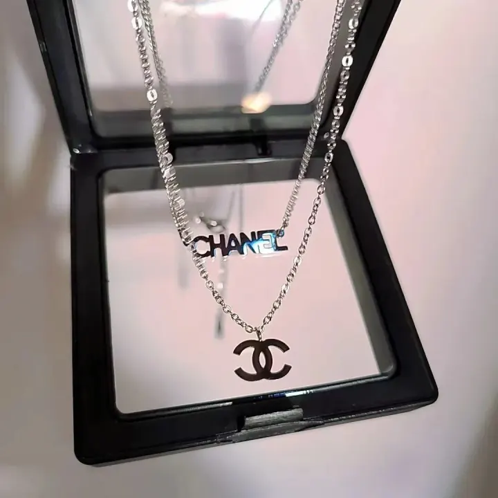 Chanel Silver Double-Layer Pendant Necklace