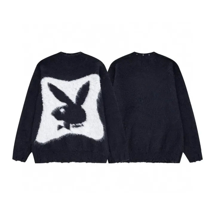 Playboy Black Rabbit Logo Knit Sweater