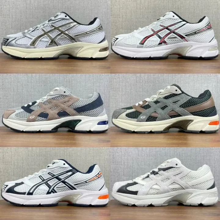 ASICS Mesh and Suede Retro-Style Sneakers in White Black