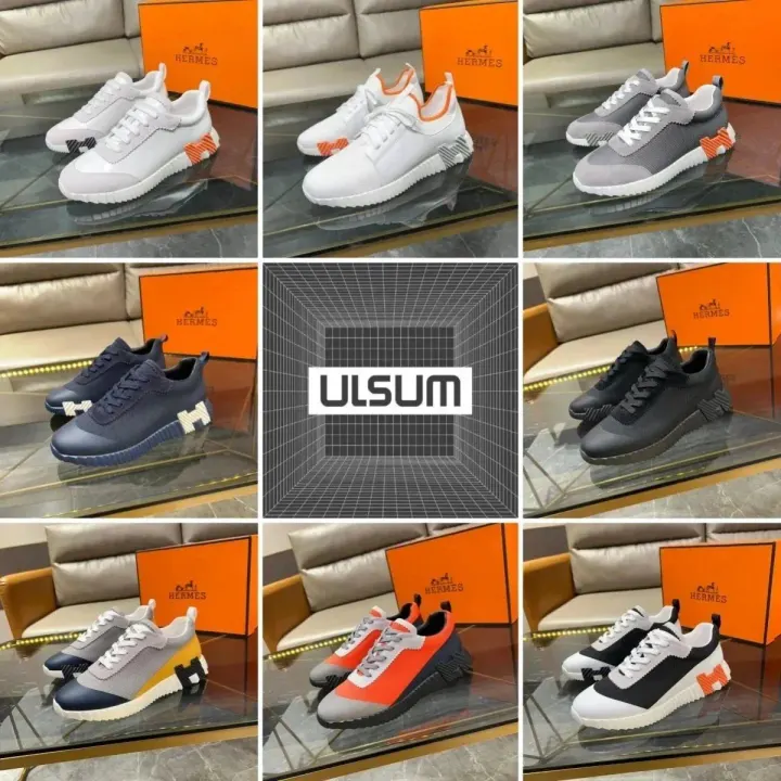 Hermes ZZW15 Casual Sneakers in White, Grey and Black
