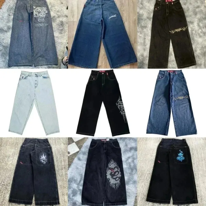 Polar Skate Co. Embroidered Baggy Jeans in Blue and Black