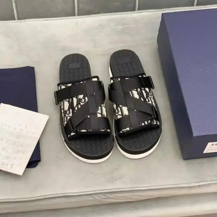 Dior Black Oblique Monogram Slides