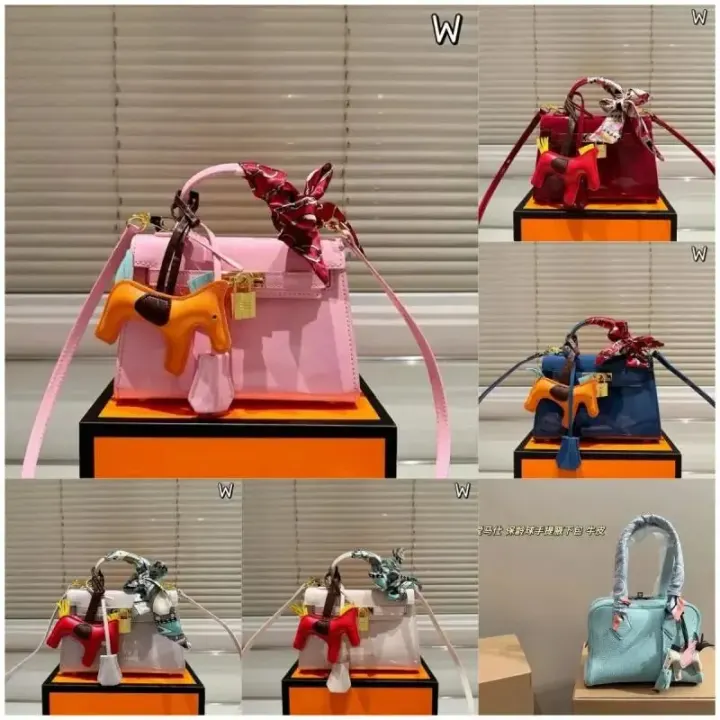 Hermes Mini Handbag with Horse Charm and Scarf Accessory