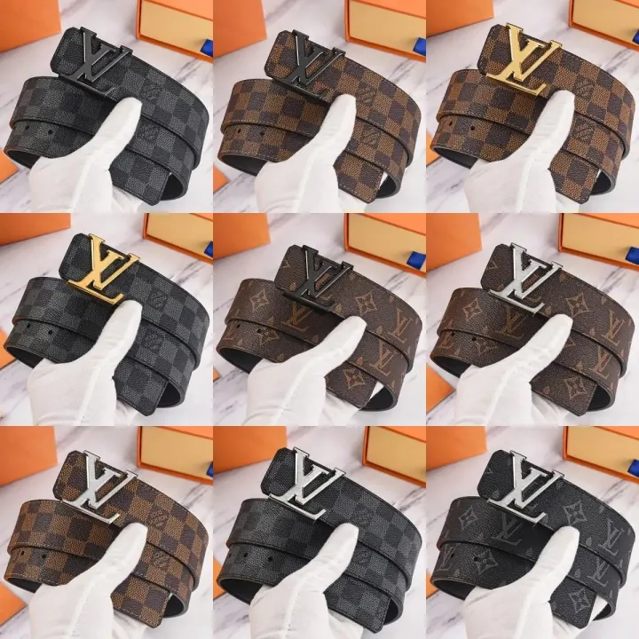 Louis Vuitton Black Damier & Monogram Belt with LV Buckle