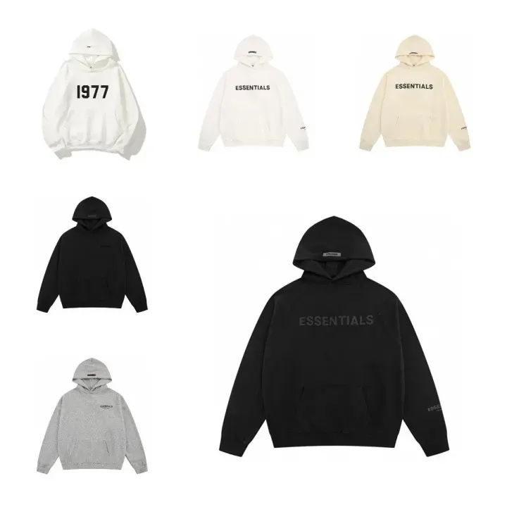 Essentials Black Oversized Pullover Hoodie