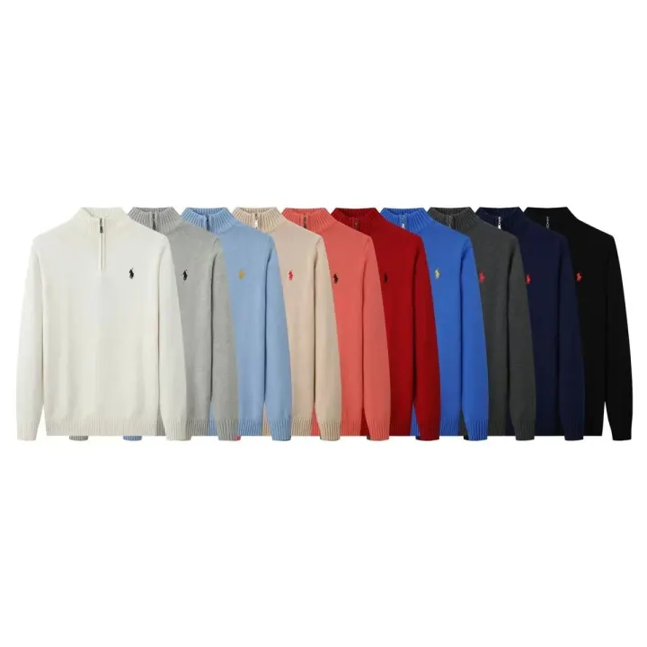 Ralph Lauren Embroidered Half-Zip Turtleneck Sweater in Multiple Colors