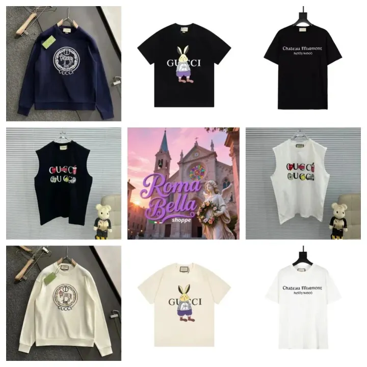 Gucci Black Graphic T-Shirt with Bunny Print