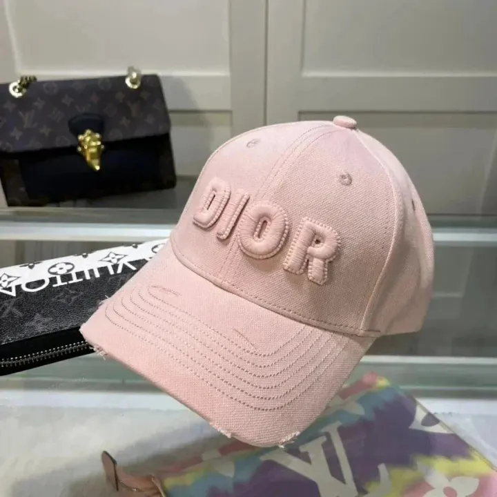 Dior Pink and Denim Logo Baseball Cap