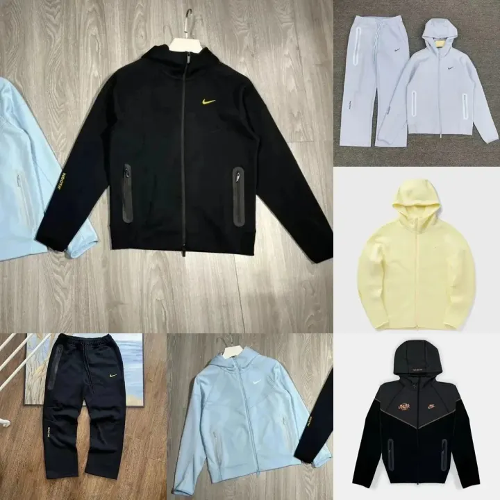 Nike Zip Hooded Jacket in Black, Light Blue, and Cream