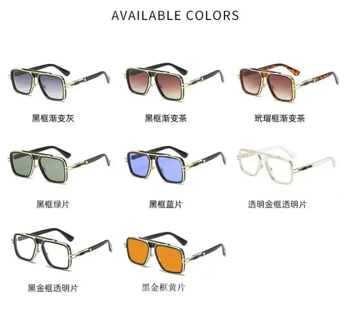 Dita Double Bridge Square Sunglasses, Black and Gold Frame