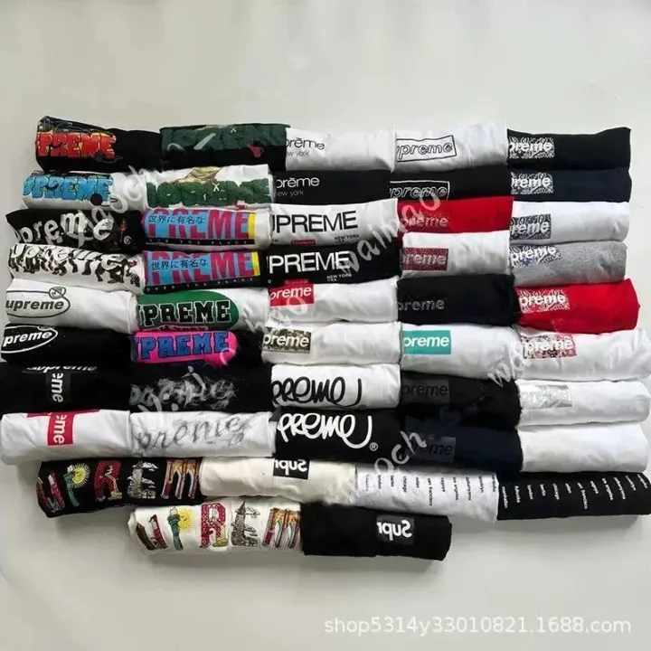 Supreme Assorted Graphic Logo T-Shirt in Black, White & Red
