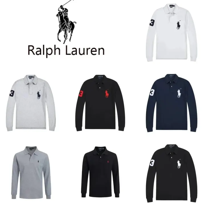 Ralph Lauren Long-Sleeve Polo Shirt with Number 3 Logo