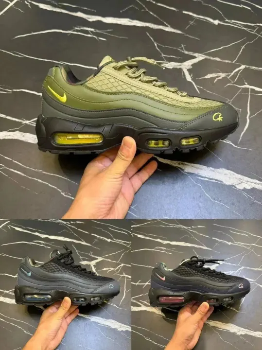 Nike Olive Green Athletic Sneakers with Neon Accents