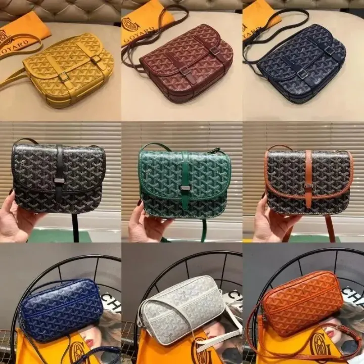 Goyard Crossbody Handbag with Signature Pattern, Multiple Colors