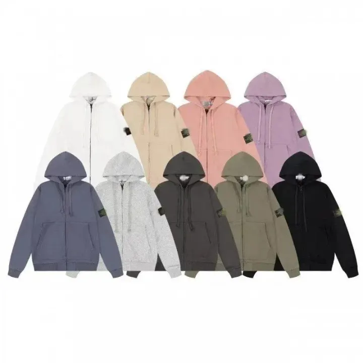Stone Island Pastel Zip-Up Hooded Sweatshirt