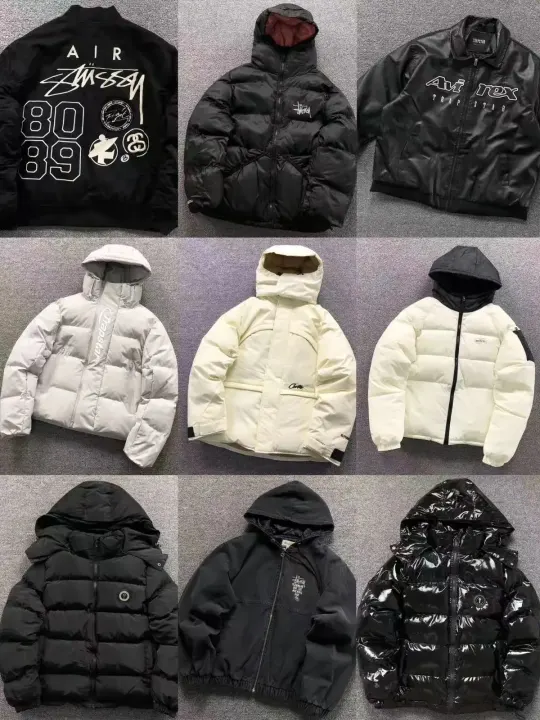 Corteiz Hooded Puffer Jackets in Black, Cream & Olive
