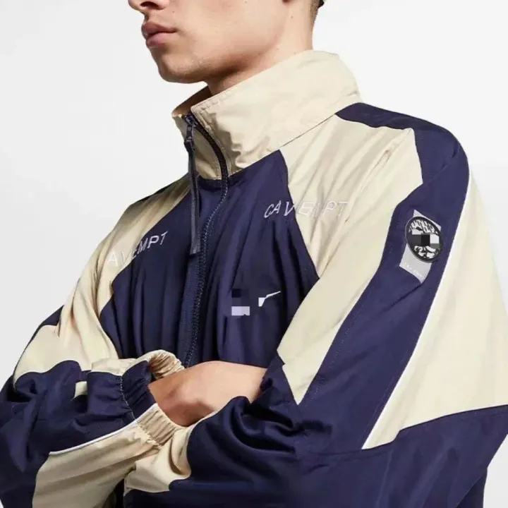 Cav Empt Navy and Cream Colorblock Athletic Jacket