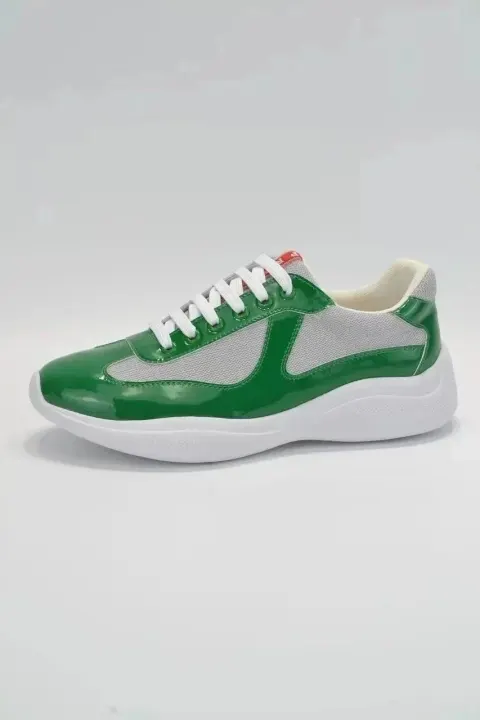 Prada Green and Grey Low-Top Sneakers