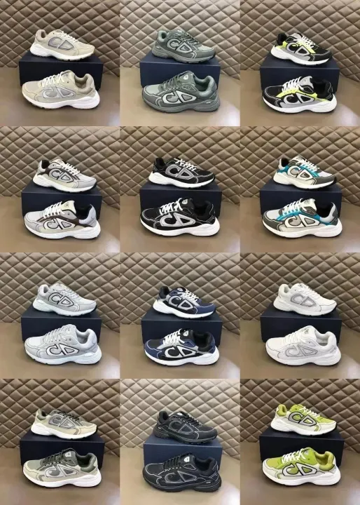 Dior CD Logo Low-Top Running Shoes in Black and Grey