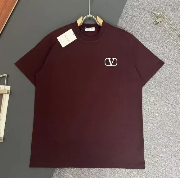 Valentino Burgundy V-Logo Short Sleeve T-Shirt