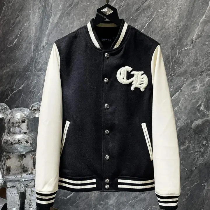Chrome Hearts Black and White Varsity Jacket
