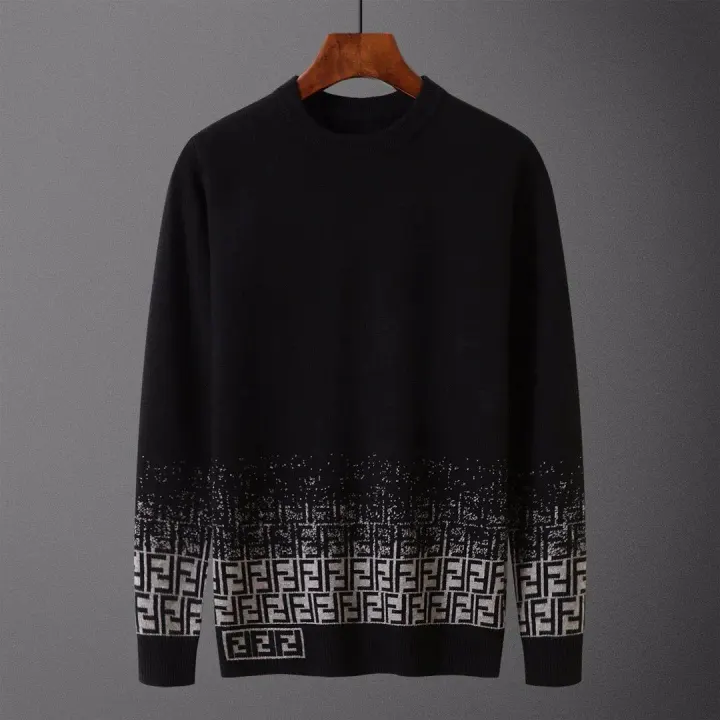 Fendi Black FF Monogram Knit Crewneck Sweater