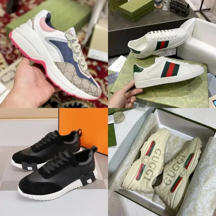 Gucci Multi-Color Low-Top Sneakers with Web Stripe