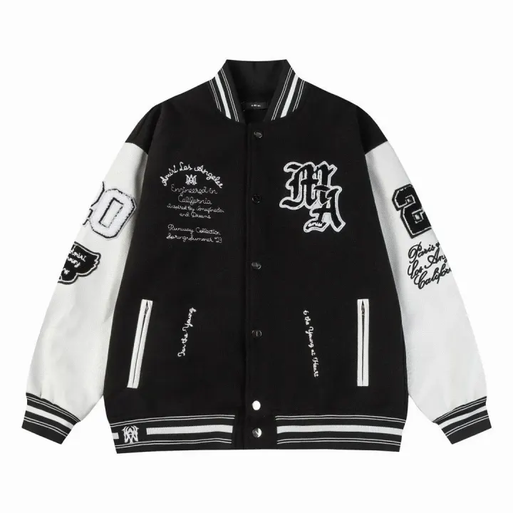 AMIRI Black Graphic Varsity Jacket