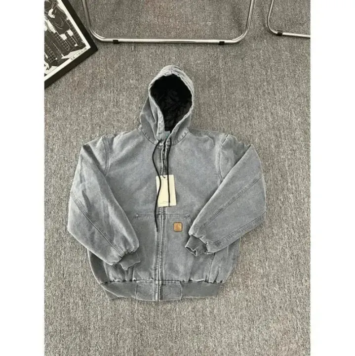 Carhartt Hooded Zip-Up Jacket in Washed Olive Green
