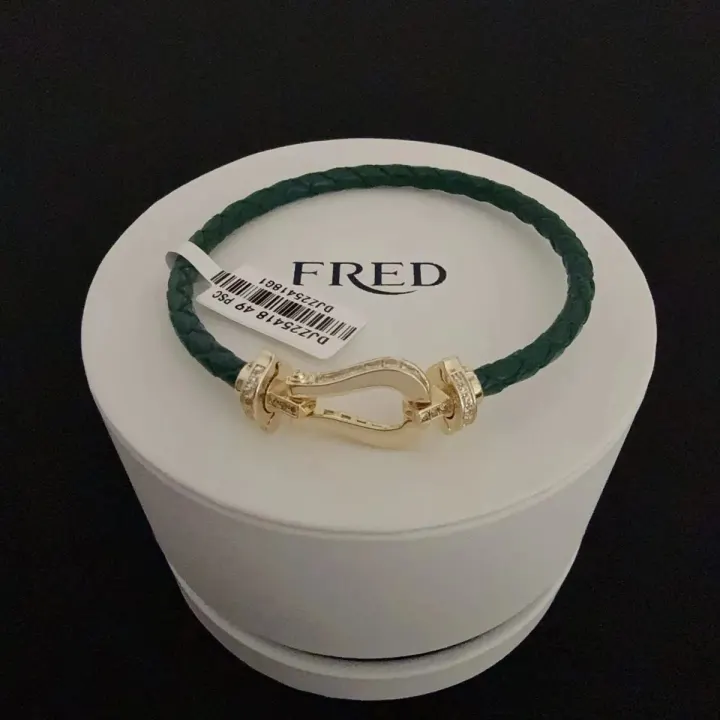 Fred Green Braided Cord Bracelet with Gold-Tone Horseshoe Clasp