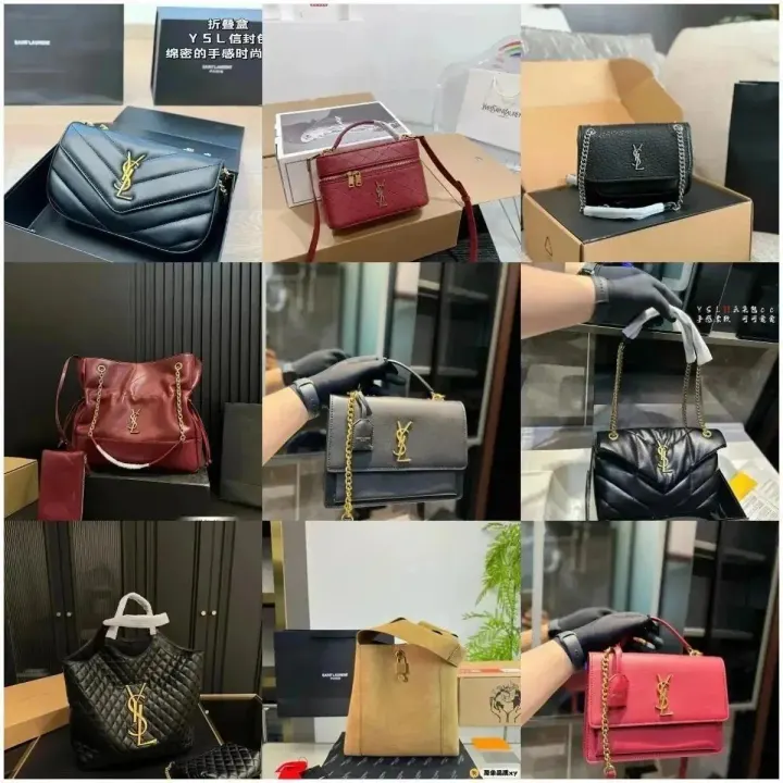 Saint Laurent Black Quilted YSL Logo Handbag Collection