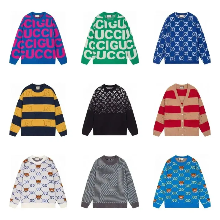 Gucci Graphic Knit Sweater in Blue and Patterned Colorways