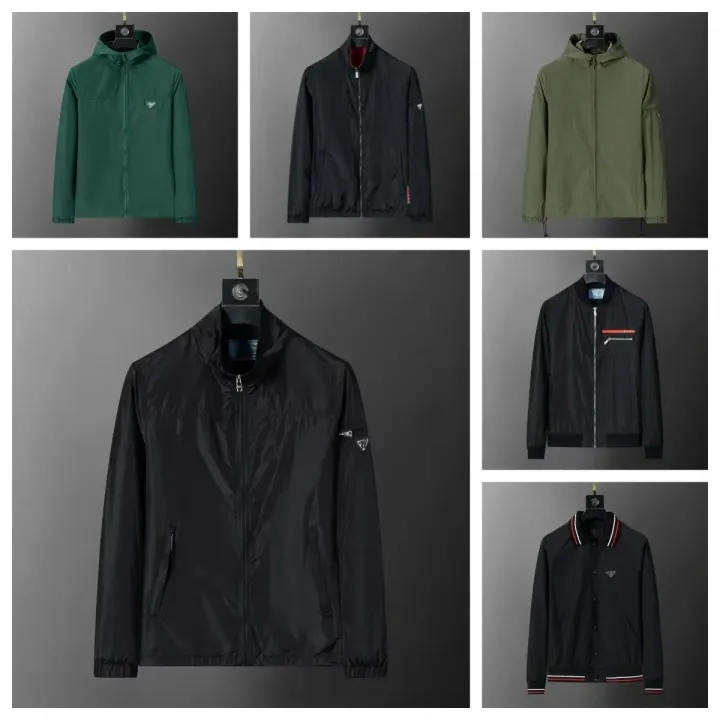 Prada Black Zip-Up Jacket with Stand Collar