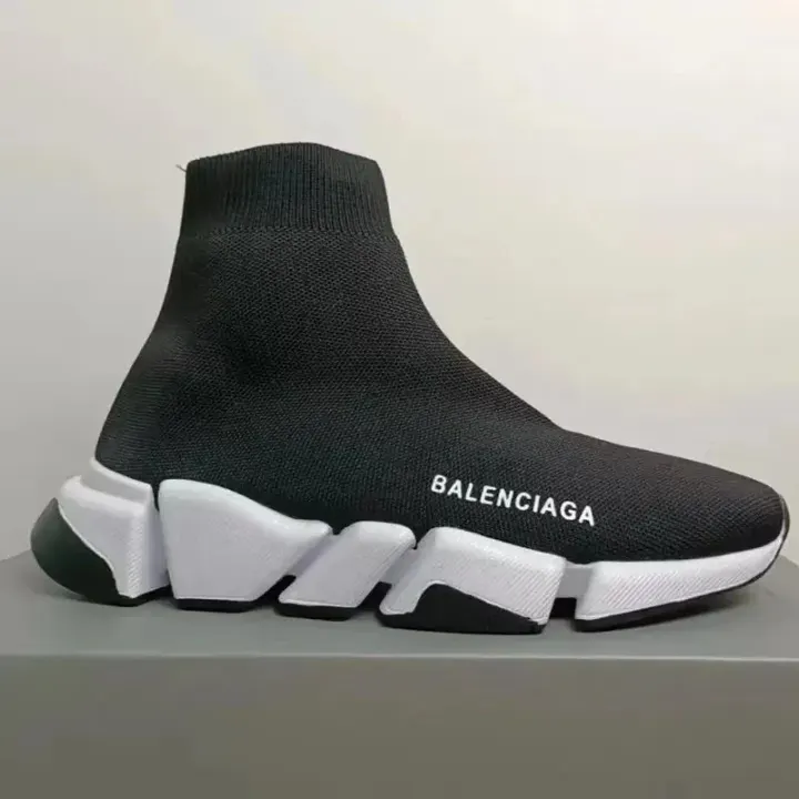 Balenciaga Black Knit High-Top Sneakers with Sculpted Sole