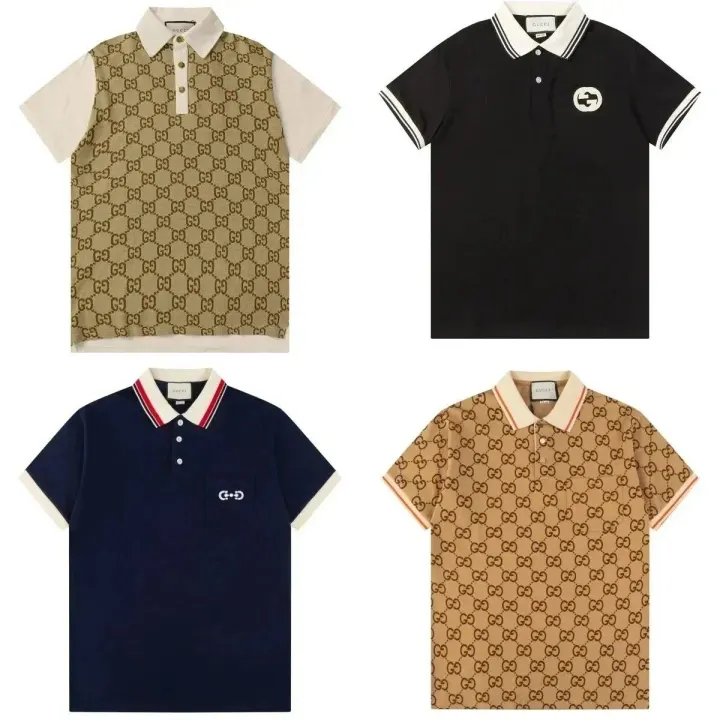Gucci GG Monogram Short Sleeve Polo Shirts in Beige, Navy, and Black