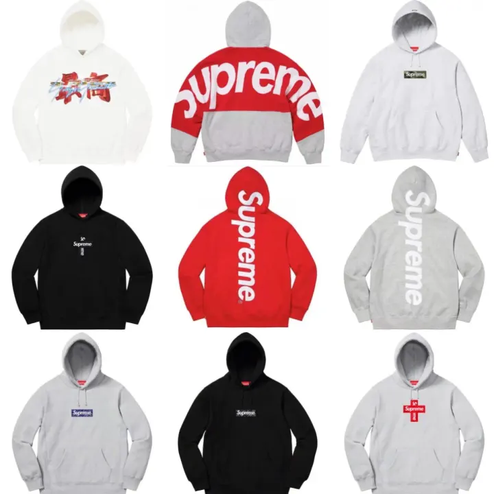 Supreme Graphic Pullover Hoodie in Red, Grey, Black and White