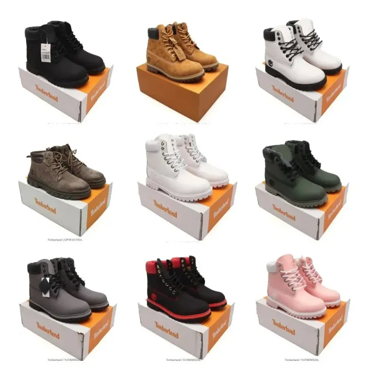 Timberland High-Top Lace-Up Sneakers in Pink and Mixed Colors